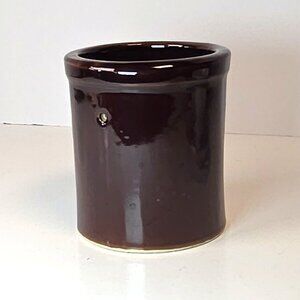 Vintage Dark Brown Glazed Pottery Crock without Lid 1970s